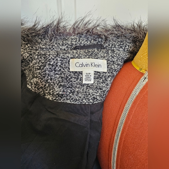 Calvin Klein Gray Trench Coat with Notched Lapel - Picture 7 of 8